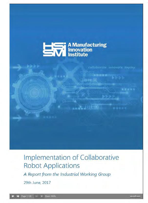 Main outcome Implementation of Collaborative Robot Applications http://hssmi.