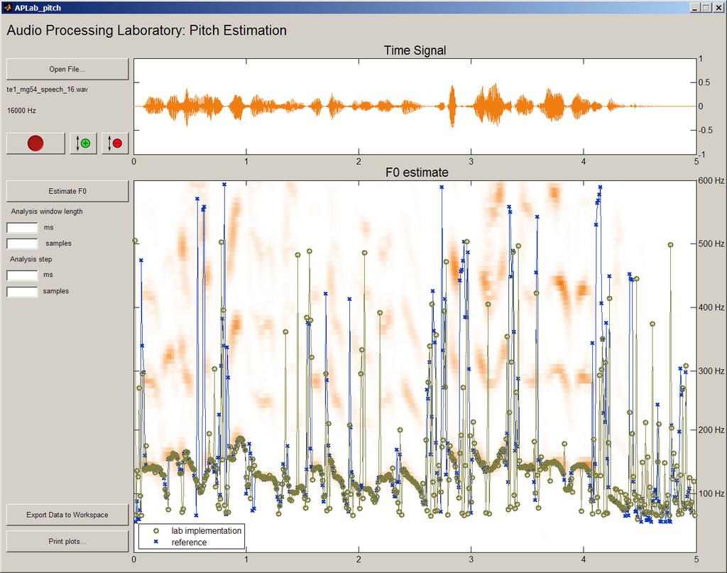 Figure 3: Screenshot of the Matlab GUI for comparing the