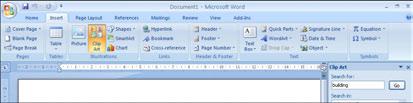 Inserting Images Into Documents Chapter 11 Microsoft Word has its own library of graphics, called Clip Art, which can be inserted into documents