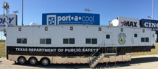 Texas Command is a 53 semi-trailer Mobile Command/Communications Center equipped a 24 slideout on each side.