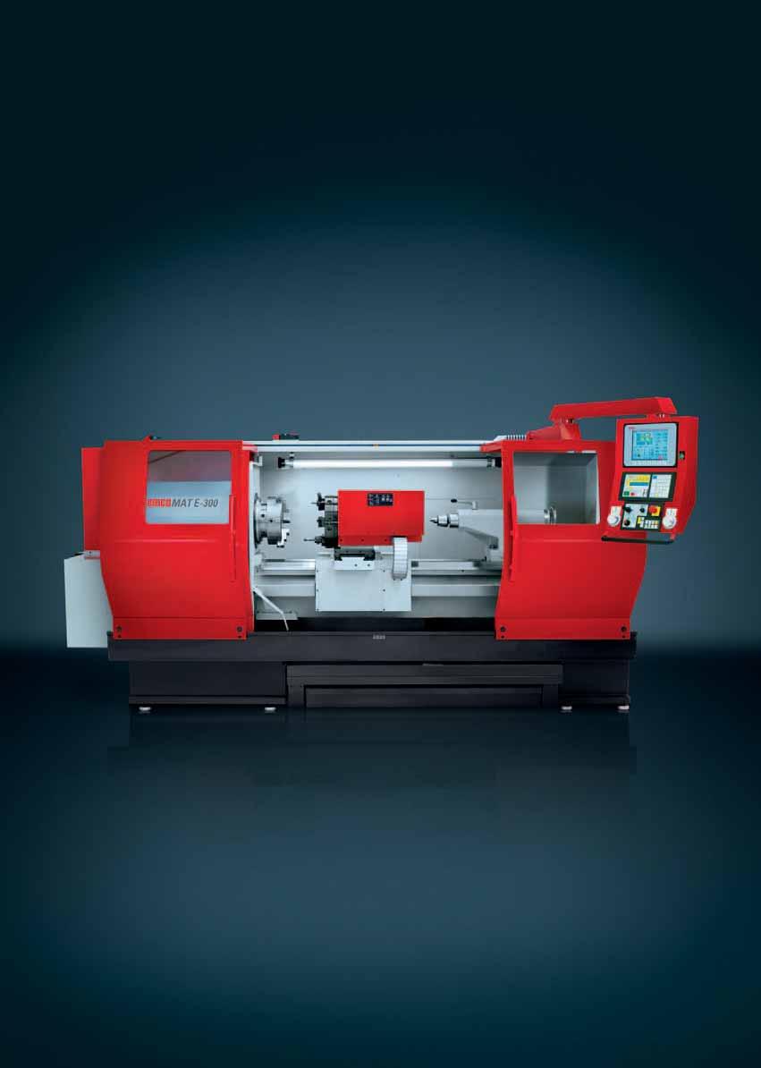 EMCOMAT E-300 [Headstock] - Siemens drive system - Camlock spindle nose - Ø 108 mm bar capacity - C axis (optional) [Die-opener disk] - Various manual and automatic tool systems - Driven tools