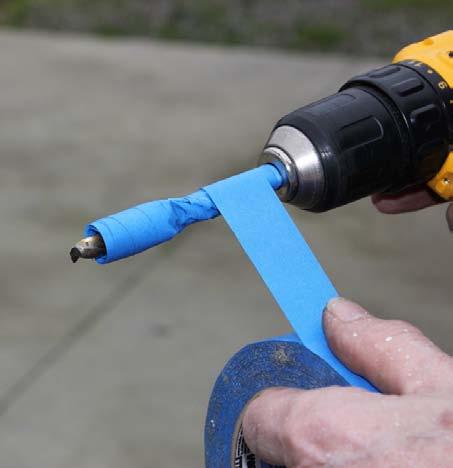 Before you start drilling, wrap your drill with masking tape all the way down to the chuck, leaving about ¼ of bare drill so the masking tape makes a stop to prevent you from