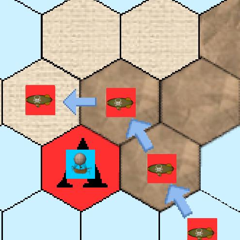 Encounters & Combat When a ship moves, it moves through a series of adjacent spaces. Each hex on the board has a surface space, a low altitude space, and a high altitude space.