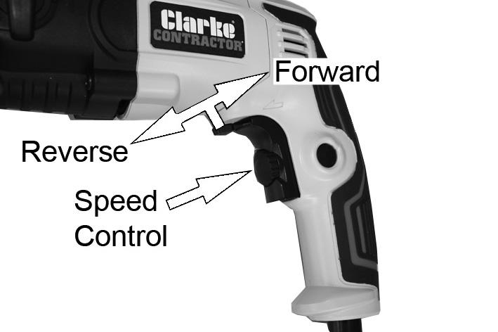 Squeeze the trigger again briefly to release the trigger lock & stop the drill. ADJUSTMENTS CAUTION: THESE ADJUSTMENTS SHOULD ONLY BE PERFORMED WHEN THE DRILL IS AT A COMPLETE STOP.