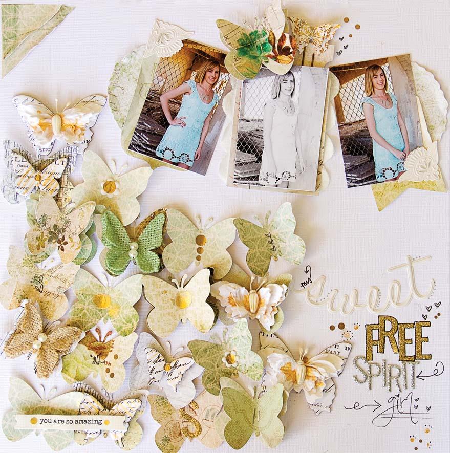 FREE SPIRIT by Leslie Ashe PINK PAISLEE SUPPLIES: Hope Chest 12" x 12" & 6" x 6" Papers, Burlap Butterflies, Paper Goods, Journaling Cards, Label Stickers Luxe: Chipboard Butterflies Gold & Silver