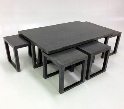 16"d rectangular table: 51"w x 18"h x 34"d (1
