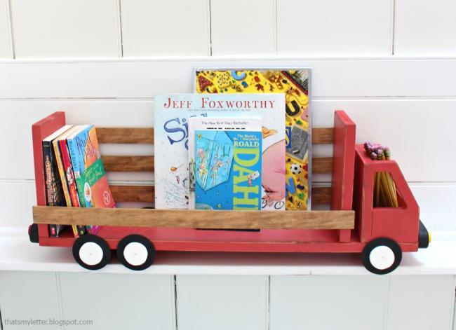 This truck shelf or organizer can be hung on the wall or set on a desktop, on top of a