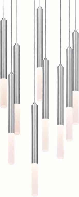16 Bright Satin Aluminum 2214 Wands 3-Light LED Rectangle Pendant 11 ¾" H x 15" W X 1" D Canopy: 16" x 4 ¾" W/10' W adjustable cord Bulb: (3) Cree LED, 8W total