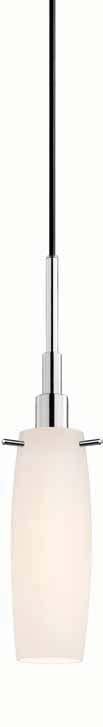 01 3554 Candela Cut Tulip Pendant 18" H x 3 ½" DIA Shade: White Etched Cased Glass 11 ¼" H X 3 ½" DIA W/10' W adjustable cord Bulb: (1) 60w E12 Candelabra Base 3554.01 Polished Chrome 3554.