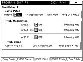 1-3: OSC 1 Pitch 1 3: OSC 1 Pitch Here, you can make settings for the basic pitch of oscillator 1, pitch modulation, and pitch slope.
