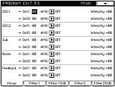 3-1: Mixer Program Edit P3 Here, you can make settings for the mixer and filter. For the way in which the mixer, filter and amp sections are connected, refer to 3-2a: Filter Routing.