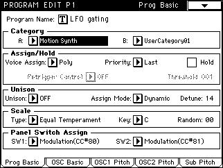 1-1: Prog Basic Program Edit Mode The Write Program item in the page menu commands of each page lets you write an edited program to the program number you specify.