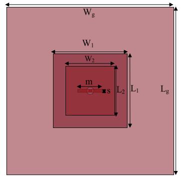 In this paper, a novel multilayer square patch antenna with wide bandwidth, broadside radiation and high gain is proposed.