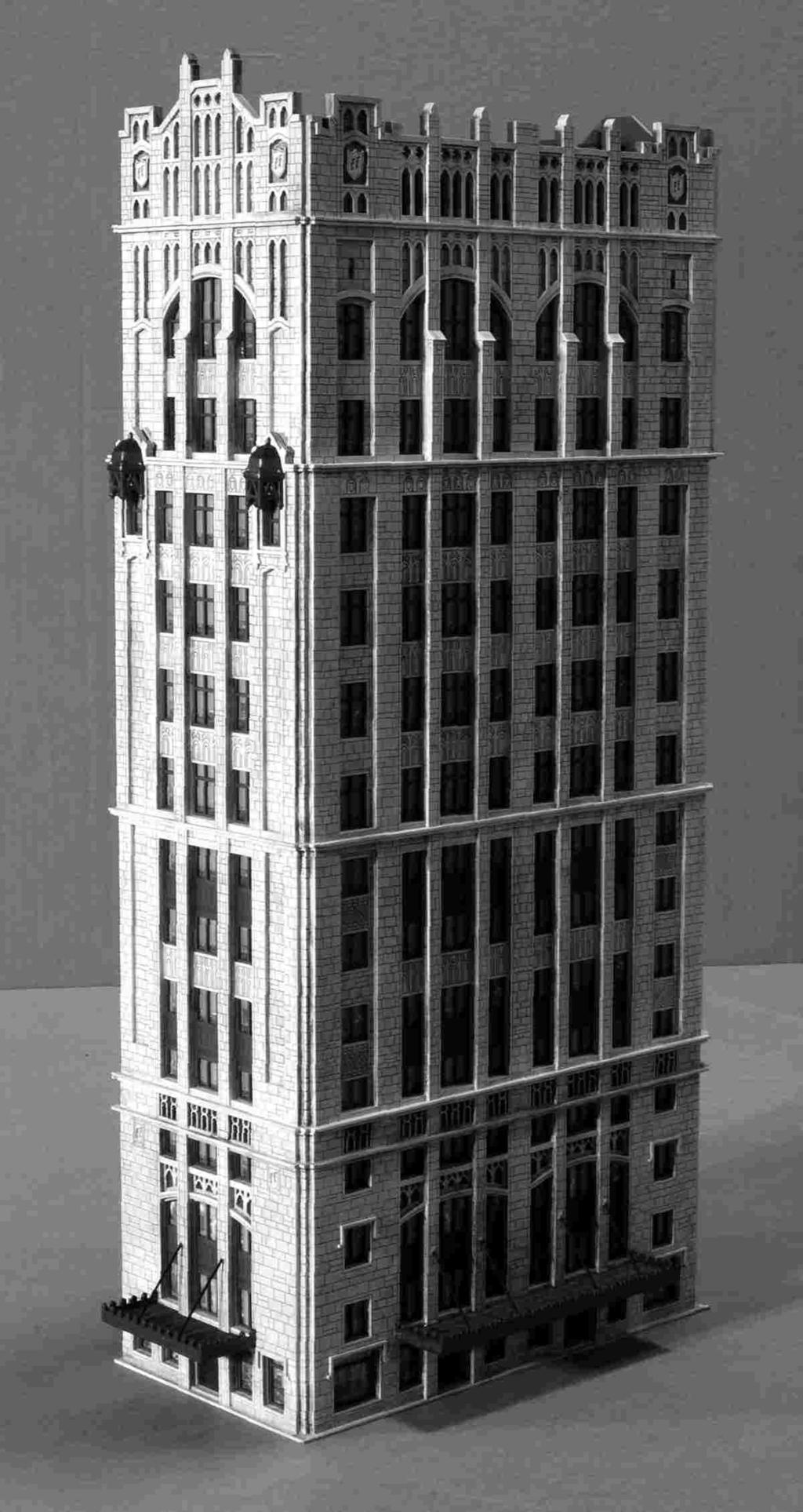 About the Kit The building is based on a Detroit skyscraper that was completed in1919 in the Gothic Revival architectural style. It has 14 floors.