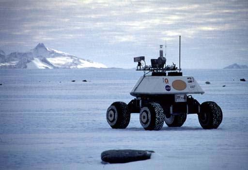 Robot examples The Nomad robot during its solo drive on an icy Antartic plain.