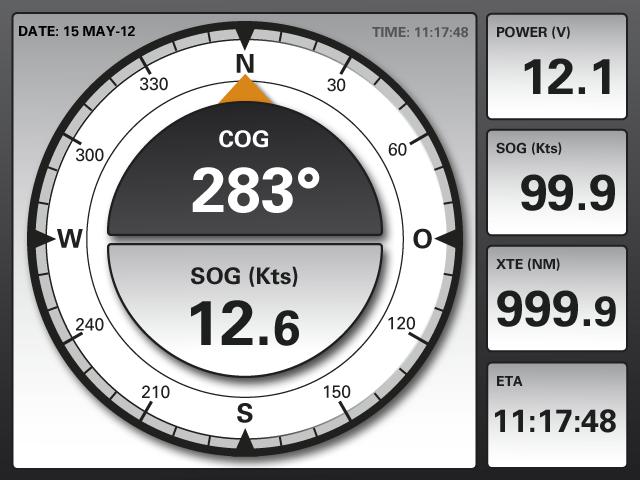 3.2 Compass The Seatec product range offers a clear display of the compass data received from the GPS. Additionally you can display further important information on the data field. 1 2 3 4 1.
