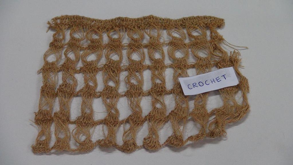 Other popular uses of Crochet include bags, sweaters, decorates for garments and furnishings. Lace Lace is an open textured fabric with interesting designs made of yarns.