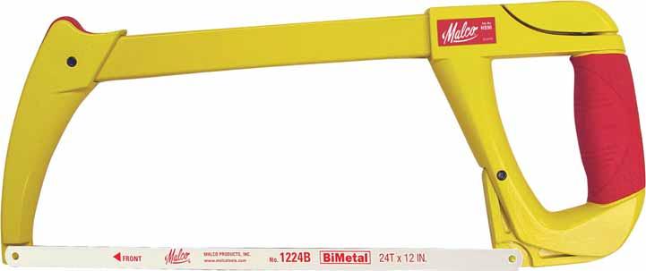 Extra blades can store in tubular beam. Set screw will secure hacksaw blade or reciprocating saw blade for "jab sawing" in tight spots.