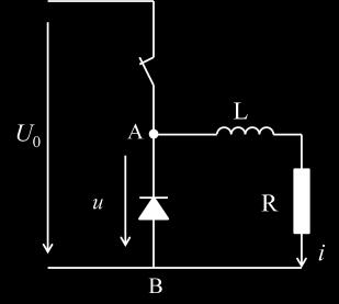 inductive load The parameters are: L = 10 mh, R = 30 Ohm, U 0 = 600 V, diode voltage drop is zero (1) The switch is turned on and off with a frequency of f 1 = 4 khz and duty cycle of 50% Please draw