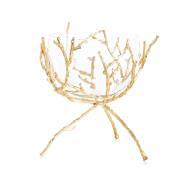 Product ID: JRA-10378 20"H X 20"D Organic cast twigs in rich gold lift and surround a clear glass bowl. Product ID: JRA-10420 11.25"H X 4.75"W X 4.