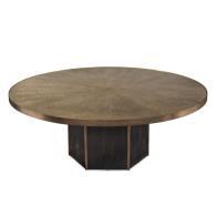 Product ID: EUR-03-0453 19.5"H X 54"D The solid brass ring around the top encases the radially laid gold shagreen, Product ID: EUR-03-0498 31"H X 34.