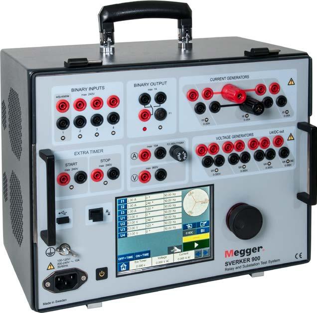 SVERKER 900 The toolbox for substation 3-phase testing Three currents and four voltages Stand-alone functionality Rugged and reliable for field use Generation of 900 V and 105 A in single phase mode