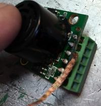 You will need to gather your soldering materials again from the list above. 1. Heat your soldering iron. While the iron heats up, place the sensor in a vice or a hands-free circuit board holder.