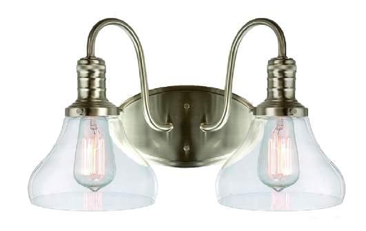 B ERTON Two Lamp Vanity 16-1/8"W 10-1/2"H 10"E Clear