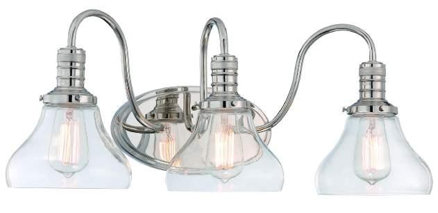 (Brushed Nickel) Three Lamp Vanity 25-1/4"W 10-1/2"H 10"E