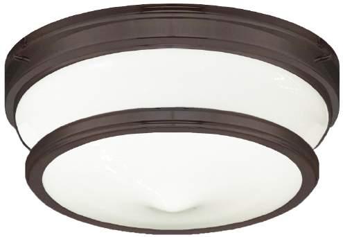 (Polished Nickel) Large Flushmount 15"D 6-1/8"H Clear Opal Glass 3 60W