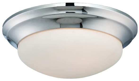 L AURIER Single Lamp Flushmount 11-3/4"D 3-3/4"H Etched White Glass 1 60W Medium Base 10014 (Burnished Bronze)