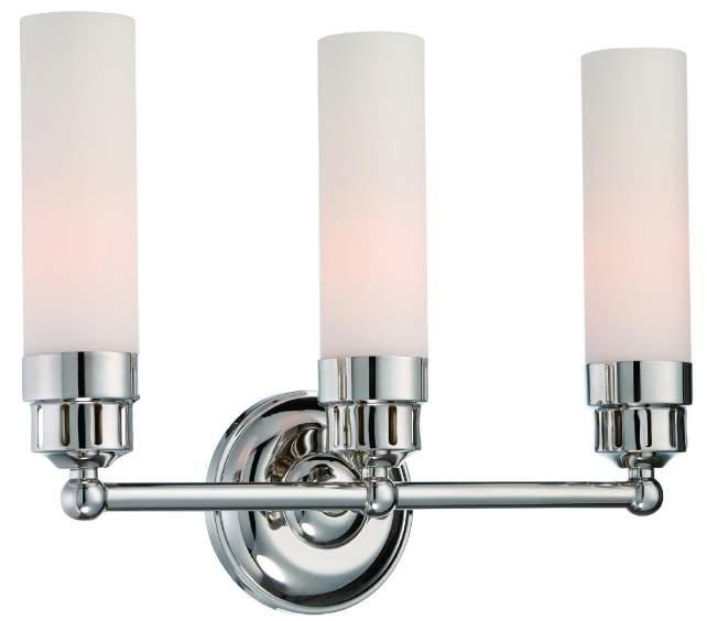 Nickel) Three Lamp Vanity 16"W 12-1/2"H 4-1/2"E Frosted White