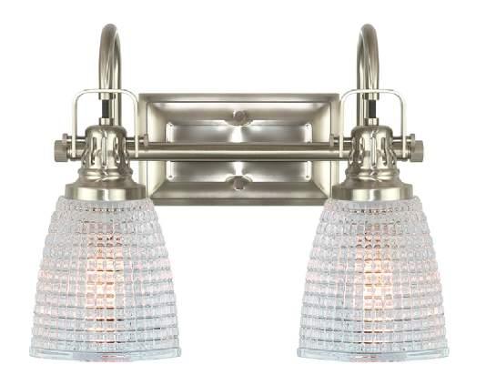 O AKLEY Two Lamp Vanity 15-1/8"W 11-7/8"H 8"E Clear Prismatic