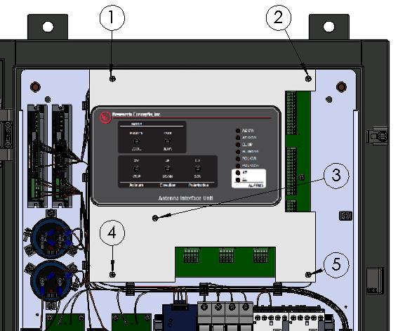 4 Local Control Each AIU-2 will come with a local control panel that needs to be installed prior to using the AIU. The panel will be attached to 5 points above the relay board as shown in Figure 12.