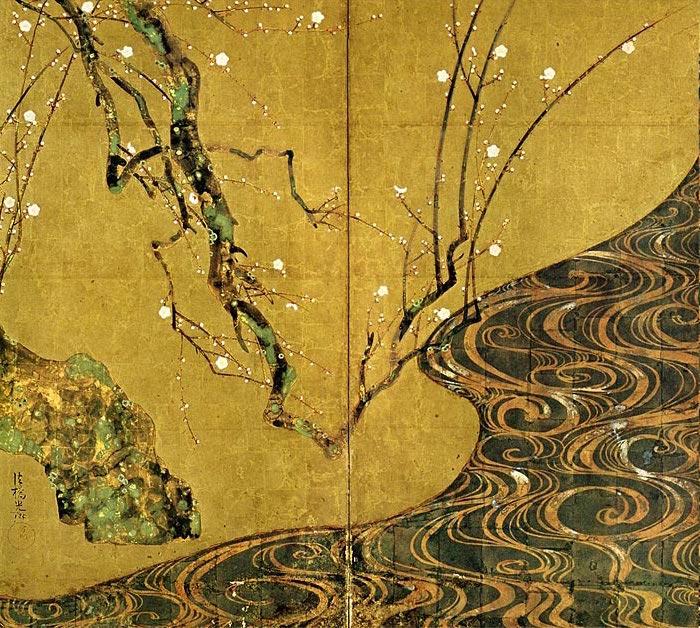 Entranced by a few of Sôtatsu s paintings that he saw in the collection of a patron, Kôrin taught himself the techniques: images pared to bare essentials and then dramatically magnified, emphasis on