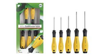 Wiha SoftFinish ESD. For use on electrostatically sensitive components. For TORX screws. Bit holder. Sets. 362ESD SoftFinish ESD TORX screwdriver.