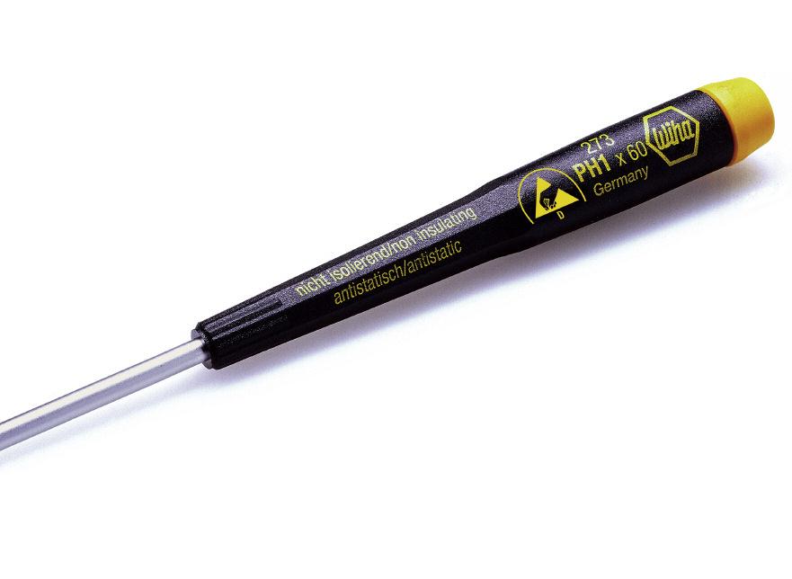 Wiha Precision ESD. The static dissipative precision screwdriver. The dissipative Precision ESD for working on electrostatically sensitive components.