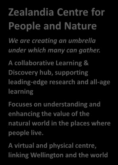A collaborative Learning & Discovery hub, supporting leading-edge research and all-age learning Focuses
