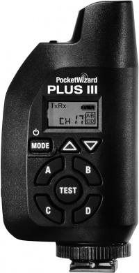 The Plus III is a radio transceiver, capable of acting as a transmitter or receiver for triggering remote flashes and cameras.