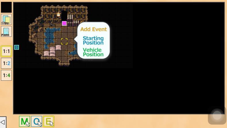 ADDING AN EVENT 1. Toggle the event layer and click on a tile. Add Event Adds an event. Starting Position Set the start position of the player.