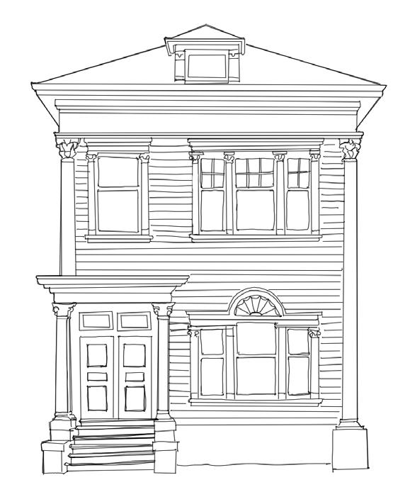 7] Outbuildings: carriage house garage, attached garage, unattached shed 8] Other Details: tower integral (recessed) porch cupola front gable decorative truss brackets wall surface pattern porch
