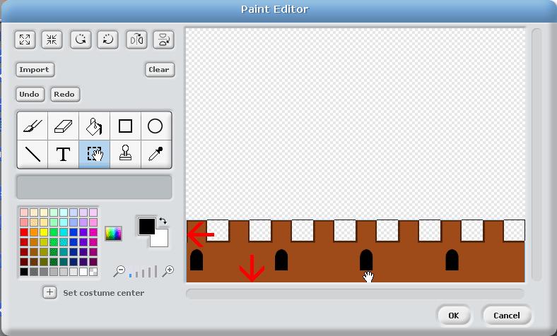 Click on Ok In the main scratch window, rename the sprite to wall1 Add the following script to the wall1