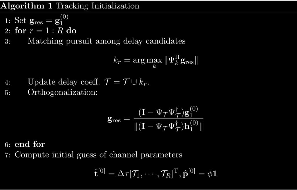Channel Parameter Initialization Tracking requires channel coeff.