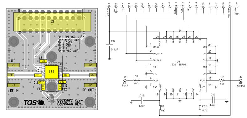TQM829007-PCB Evaluation Board Notes: 1. For PCB Board Layout, see page 9 for more information. 2. All Components are of 0603 size unless stated otherwise. 3. For SPI Timing Diagram, see page 6. 4.