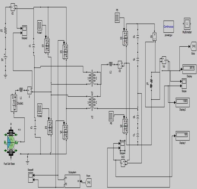 recharge mode Fig 11: Simulink diagram of the proposed dc-dc converter for constant output voltage Fig