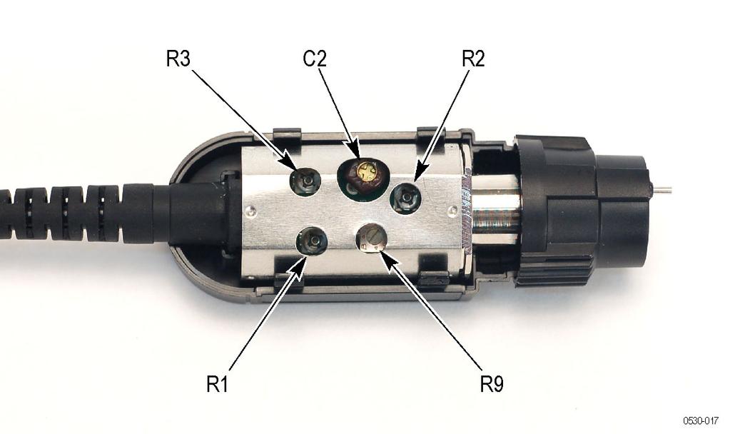 Figure 6: Remove the top cover from the probe The five adjustments that you will likely need to access are available through the