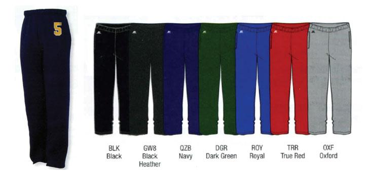 Elastic waistband with inside quickcord Fabric: 50% Polyester/50% Cotton Available Sizes: YS -YXL Youth 20.00 14.00 13.50 13.