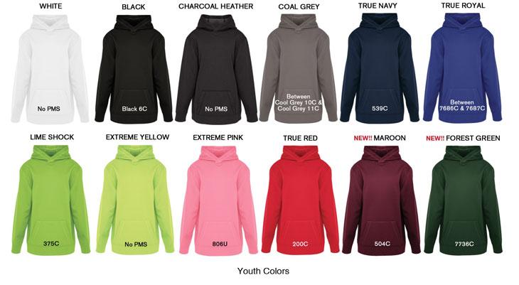 9.3-oz, 100% anti-static polyester fleece. 3- panel unlined hood with no drawstring.