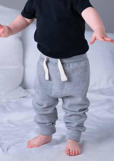 24 NEW BZ33 Baby Sweatpants Comfort waistband with natural coloured mock drawcords / Extra long cuffs for adjustable length / Front and back seam free for increased decoration potential /