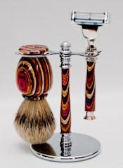 Mike Lanahan showed a shaving brush, stand, and razor;